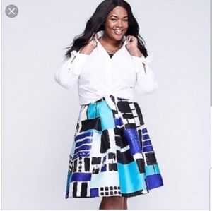 Plus box pleated abstract design circle skirt nwt